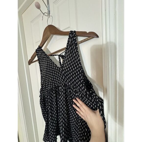 M Black Sleeveless Tank Y2K Babydoll Romantic Whimsigoth Empire Boho Fairy - Picture 2 of 9